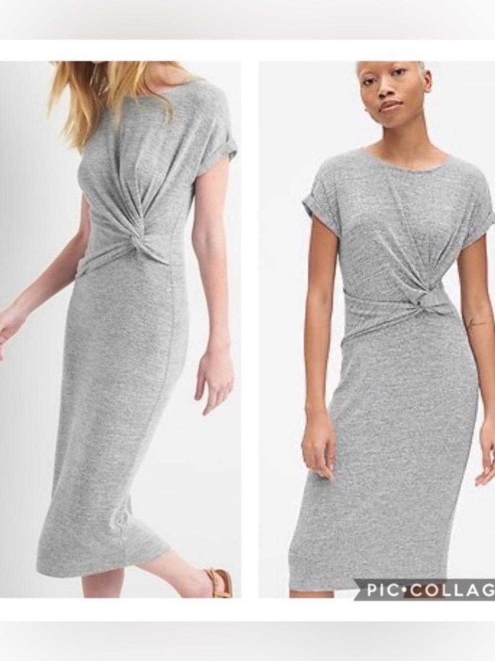 GAP Light Gray Knot-Front Midi Dress